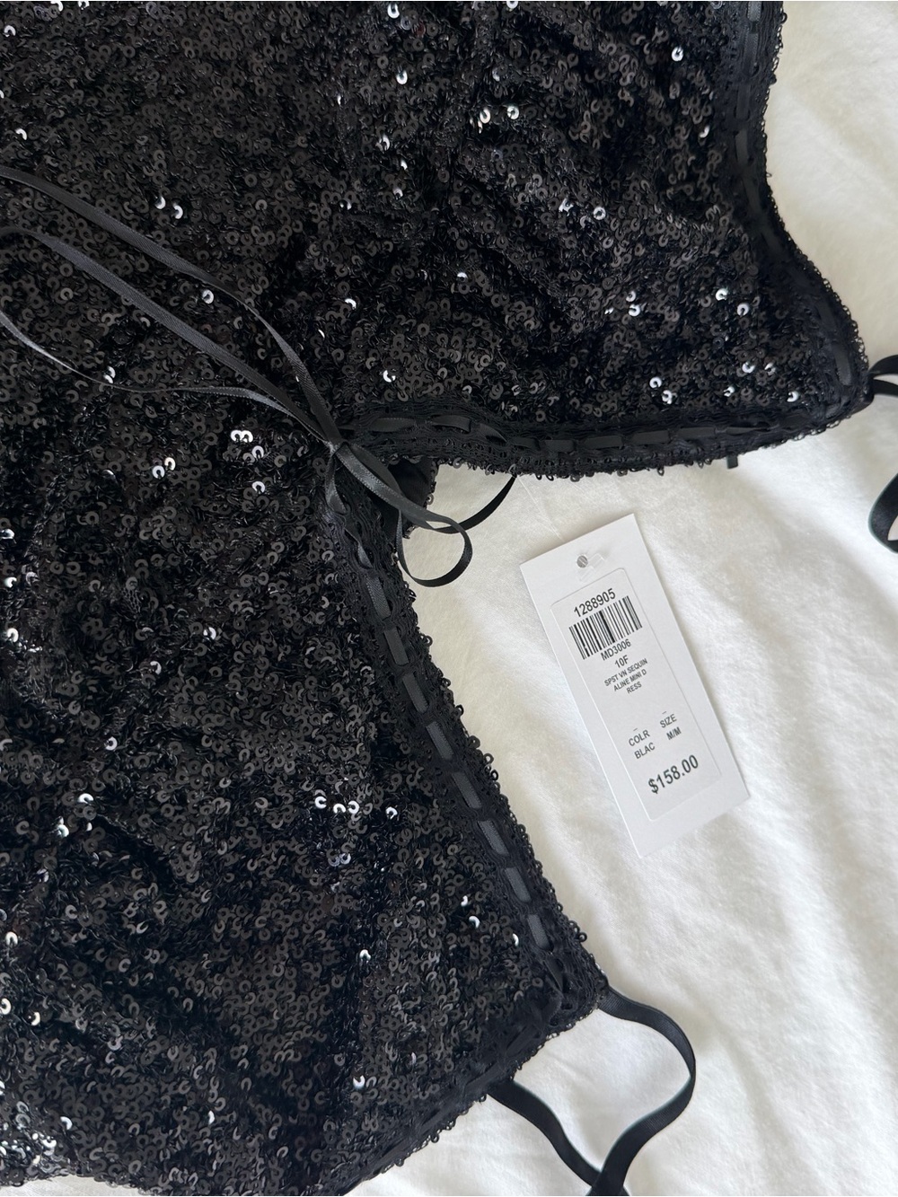 Honey babydoll Black Sequin Spaghetti Strap Dress - Picture 4 of 4
